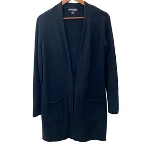 Barefoot Dreams CozyChic Lite Black Cardigan Wrap Sweater M Open Front